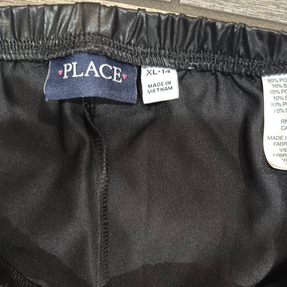 Girls Faux Leather Black Pants - Picture 3 of 4